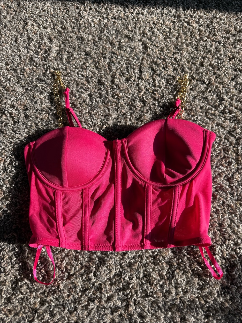 Say What? Hot Pink Chain Strap Bustier Bandeau